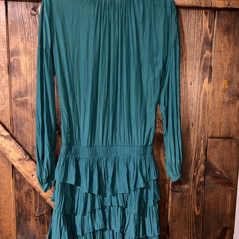Ramy Brook Teal Long Sleeve Ruffle Dress - Picture 5 of 5